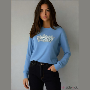 LEVIS Blue Sweatshirt with Mushroom Sleeve Detail